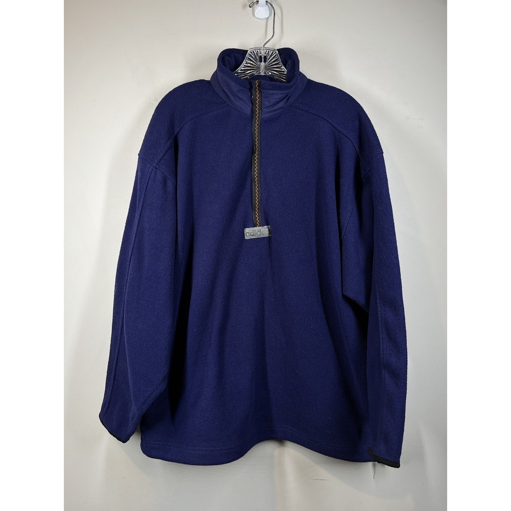 ADIDAS Vtg Mens Purple Sweatshirt Fleece 1/4 Zip Pullover Y2K Sz M Oversized